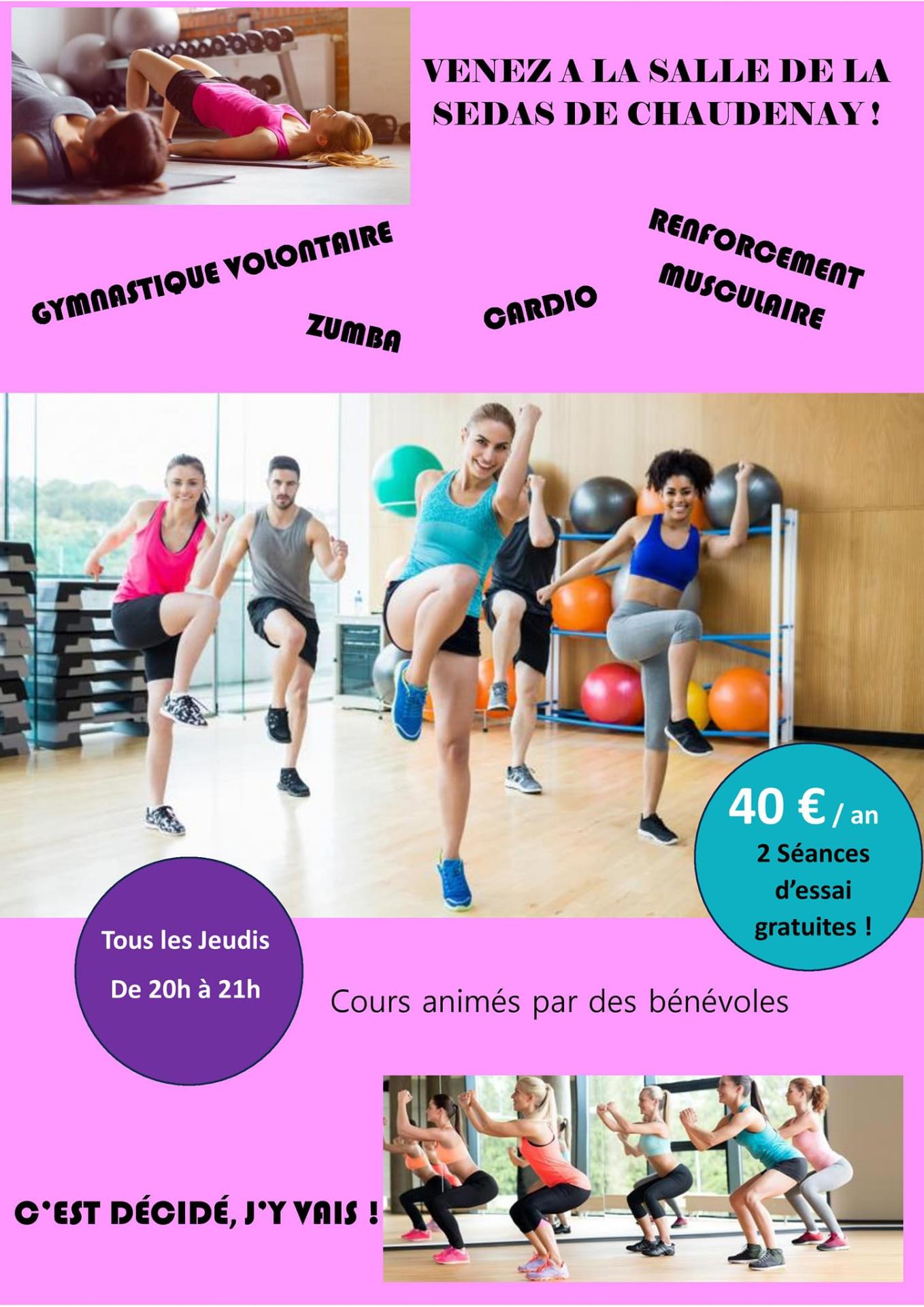 Cours gym cardio jeudi soir 20h - 21h