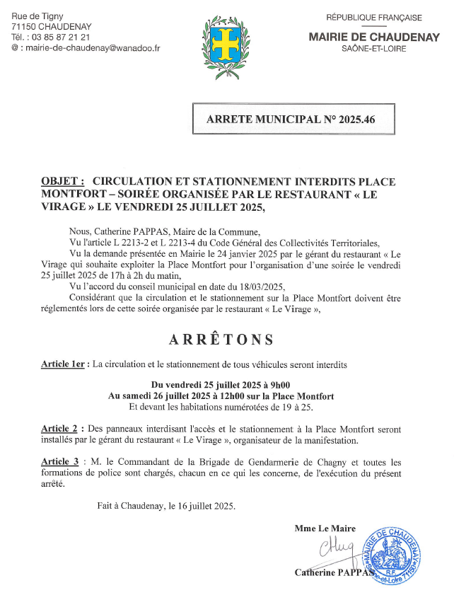 Circulation et stationnement interdits Place Montfort les 25 et 26 juillet 2025