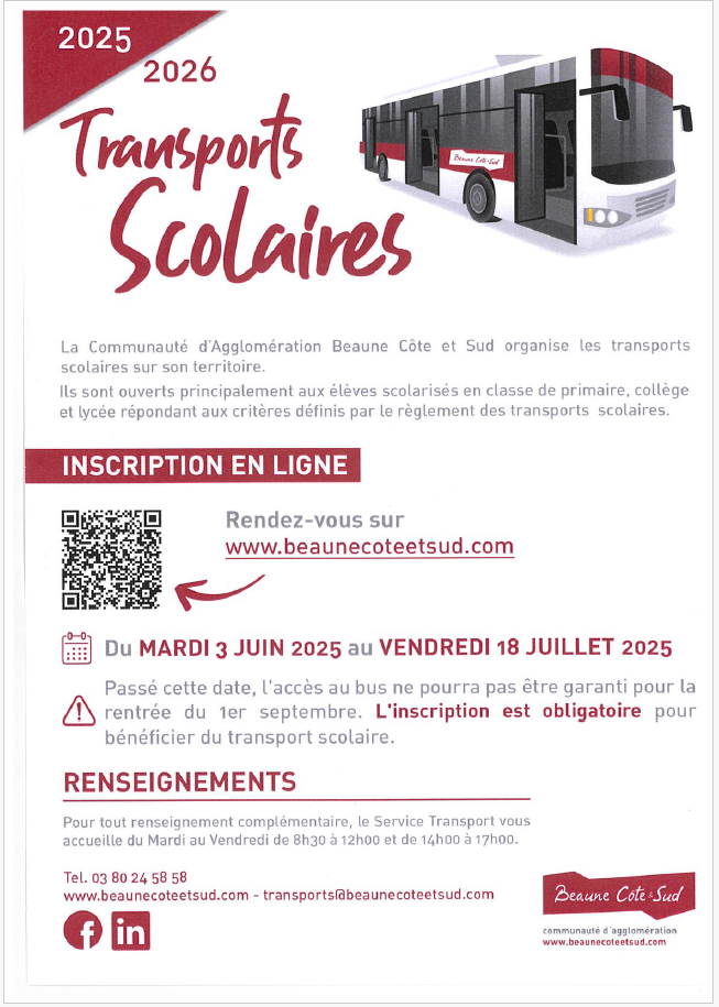 Inscription transports scolaires année 2025-2026
