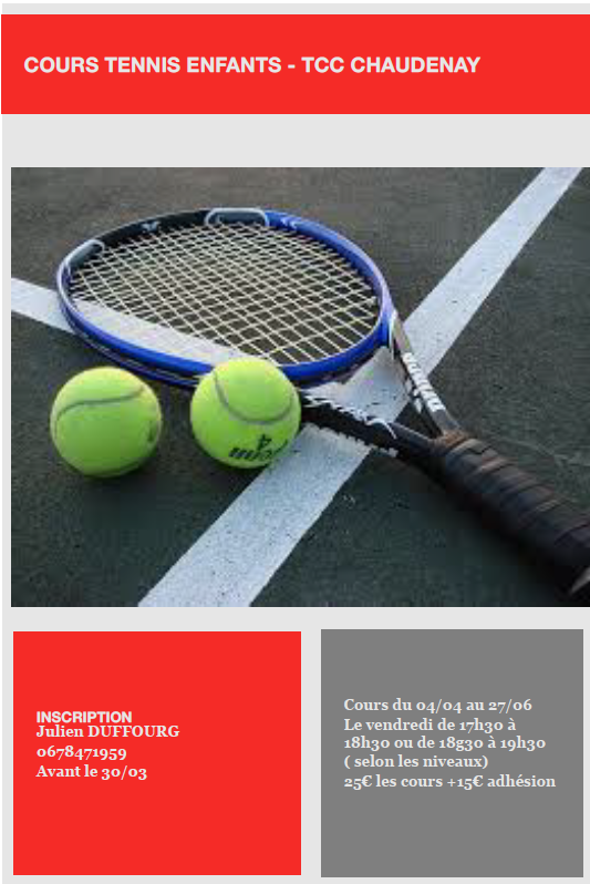 Cours tennis enfants à Chaudeany