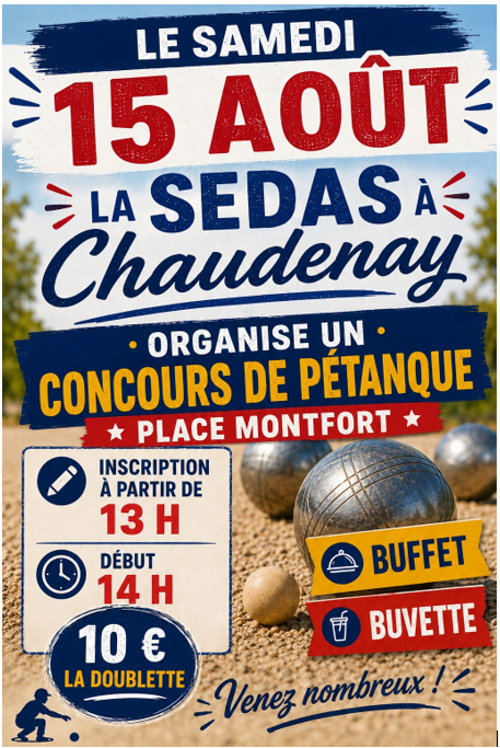Concours pétanque samedi 15 août 2026