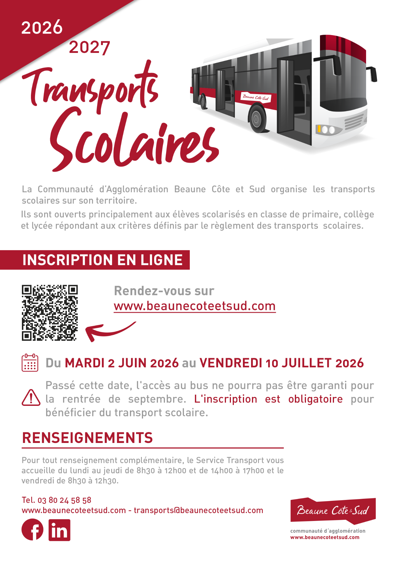 Inscription en ligne à partir du 2 juin