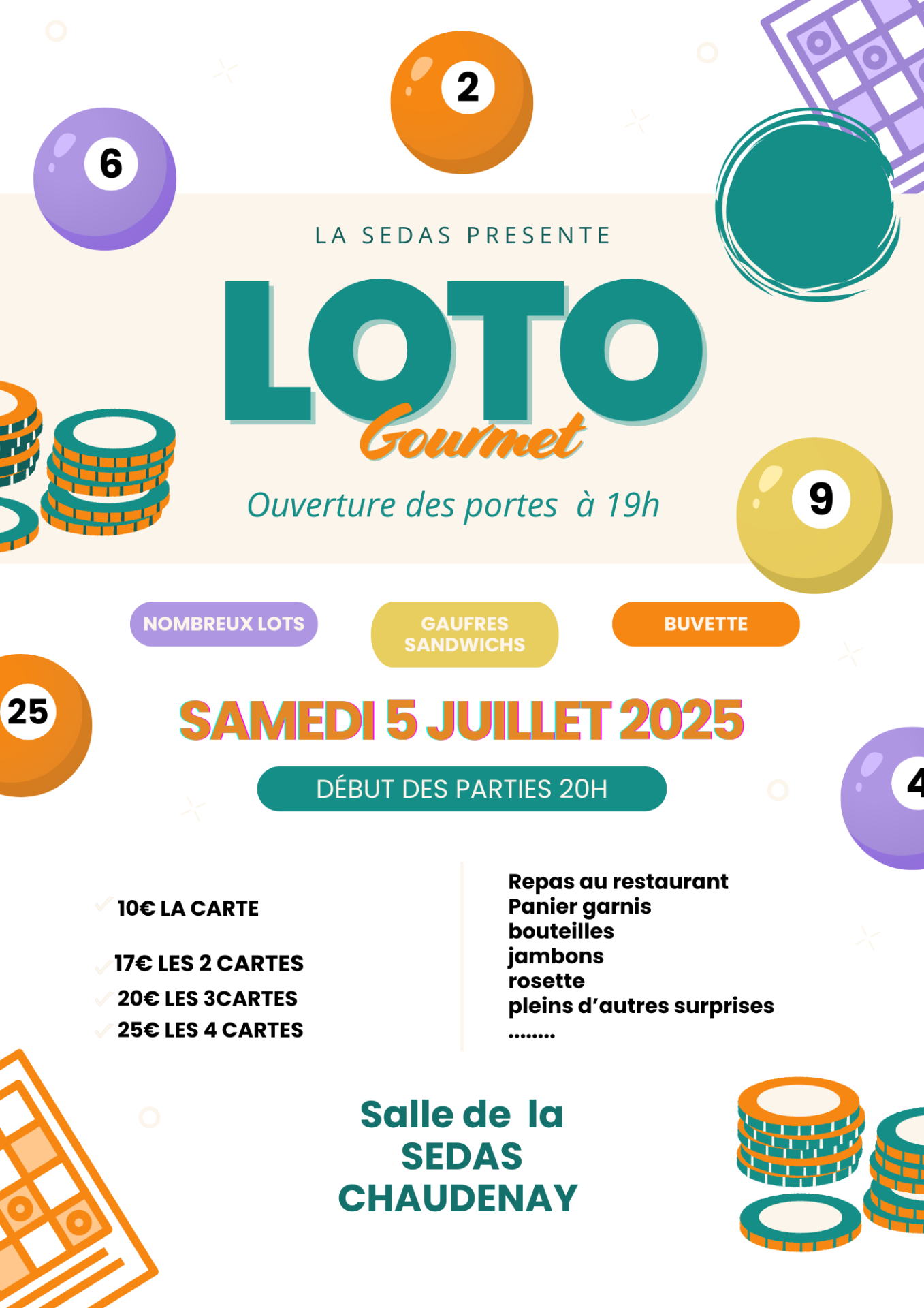 La SEDAS: loto le samedi 5 juillet 2025