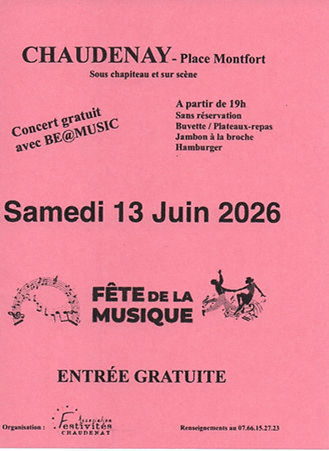 Fête de la musique samedi 13 juin avec Festivités