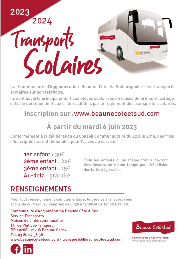 Inscriptions transports scolaires à partir du 06/06/2023