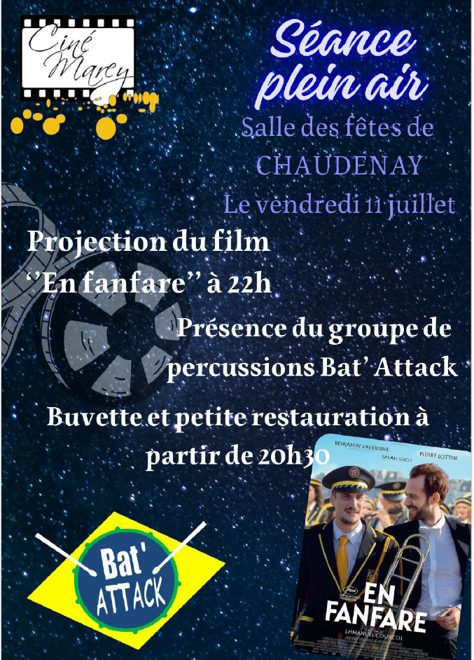 Cinéma plein air à la salle des fêtes vendredi 11 juillet